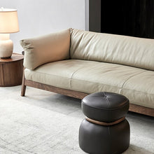 Load image into Gallery viewer, Mize wood leather sofa
