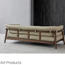 Load image into Gallery viewer, Mize wood leather sofa
