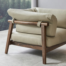 Load image into Gallery viewer, Mize wood leather sofa
