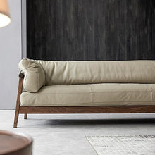 Load image into Gallery viewer, Mize wood leather sofa
